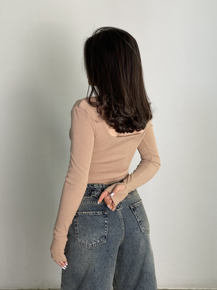 Лонгслив кроп в рубчик 72449710\19