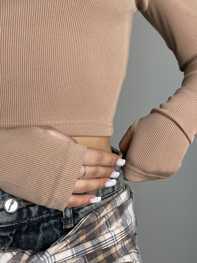 Лонгслив кроп в рубчик 72449710\19