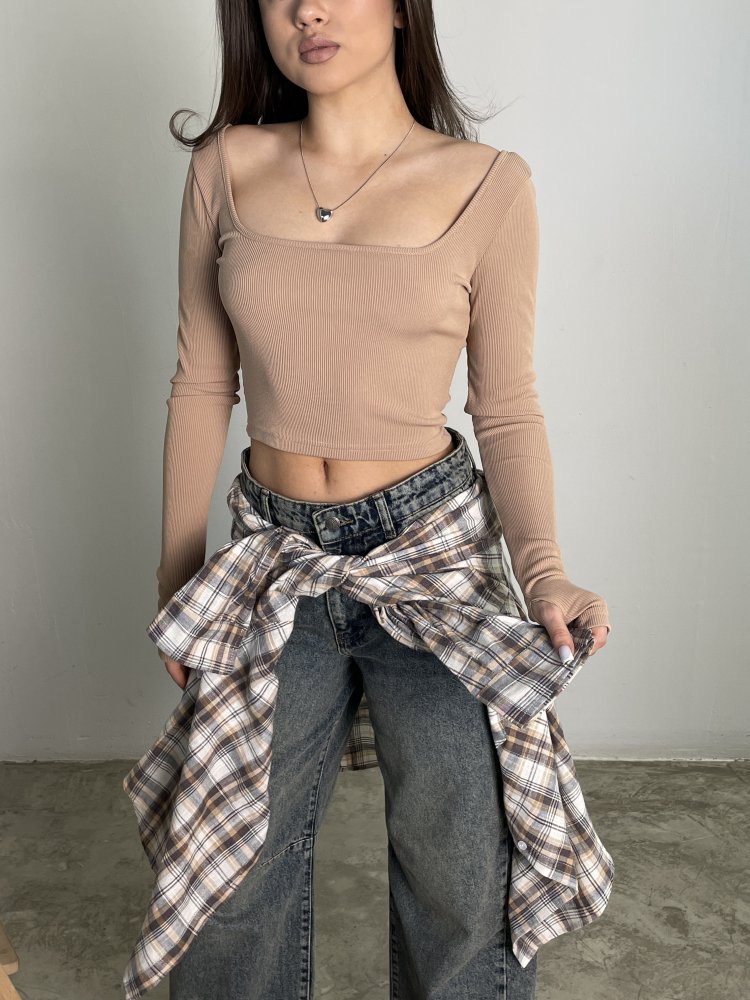 Лонгслив кроп в рубчик 72449710\19