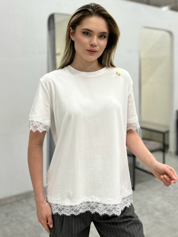 Футболка с кружевом 72461877\25