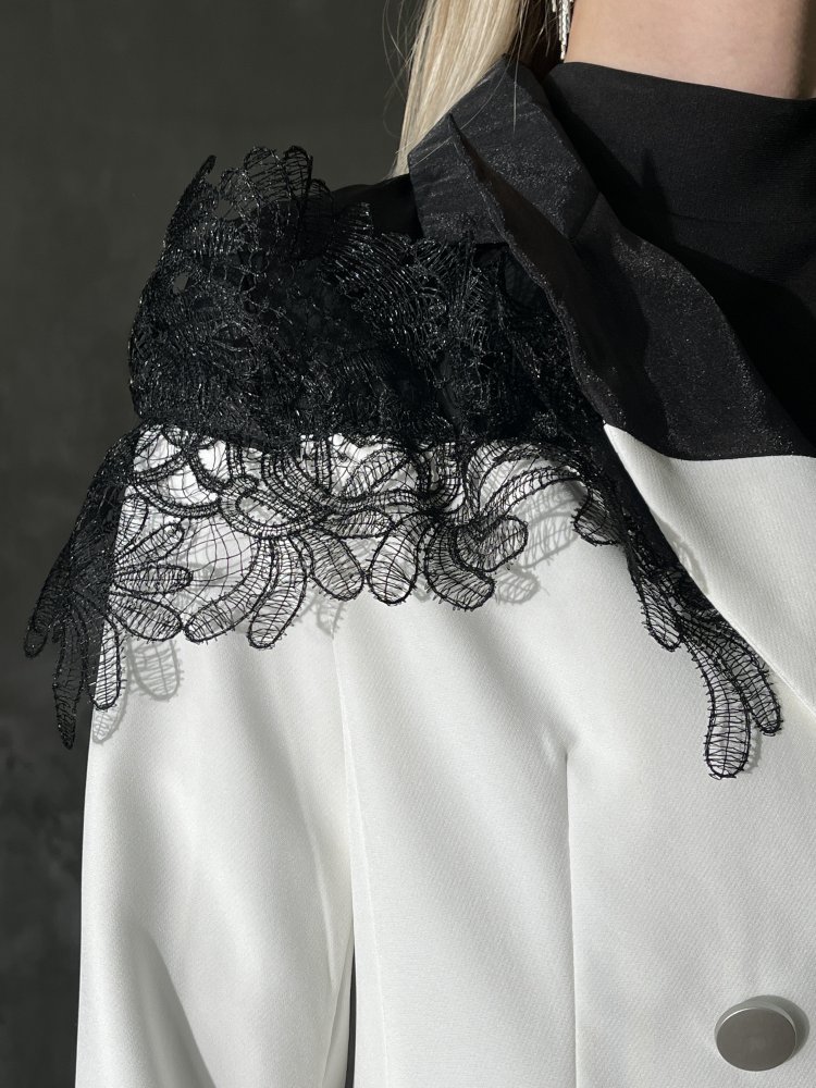 Жакет приталенный с кружевом Exclusive 72452574\25