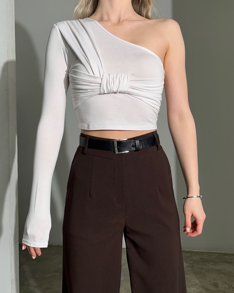 Лонгслив укороченный на одно плечо 72450310\25