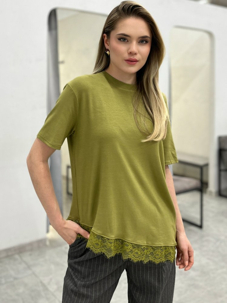 Футболка с кружевом 72461861\482
