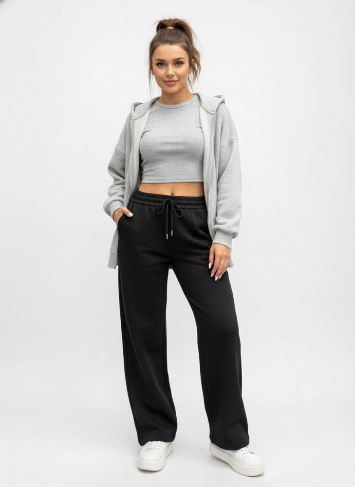 Брюки прямого кроя на кулиске утеплённые велюром 72460990\15