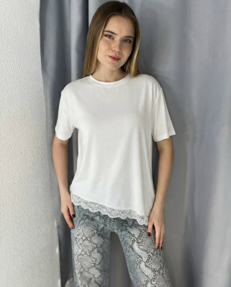 Футболка с кружевом 72461861\25