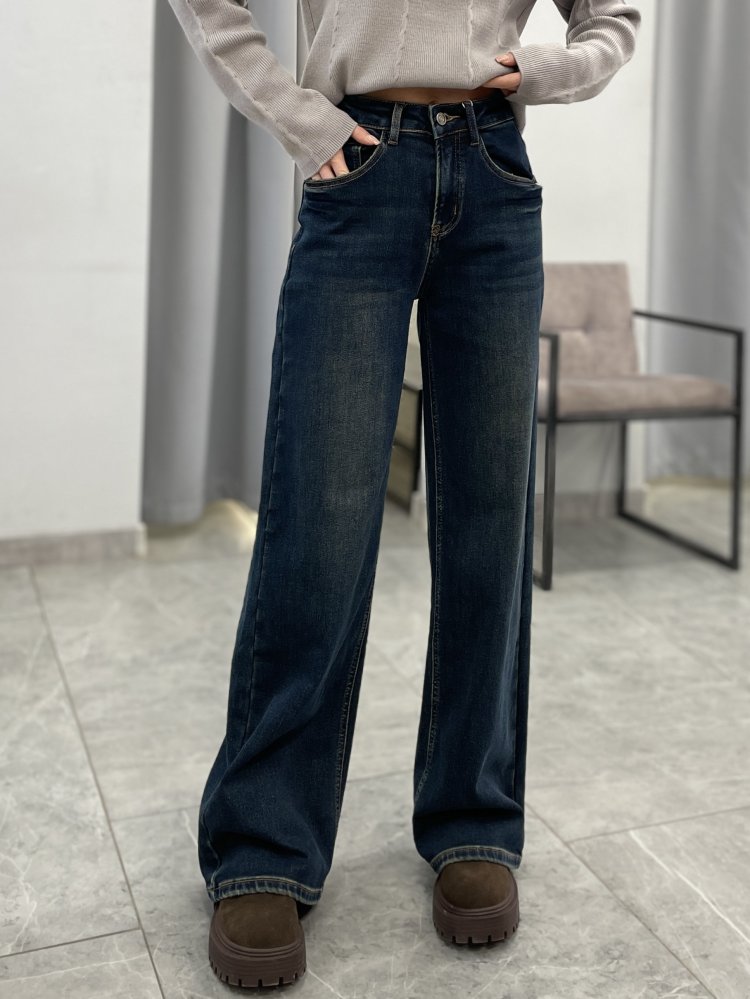 Джинсы прямого кроя на байке (стрейч) 72460985\63