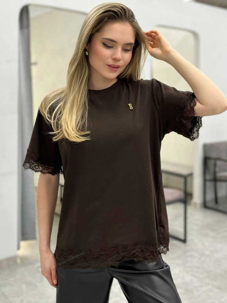 Футболка с кружевом 72461877\1013
