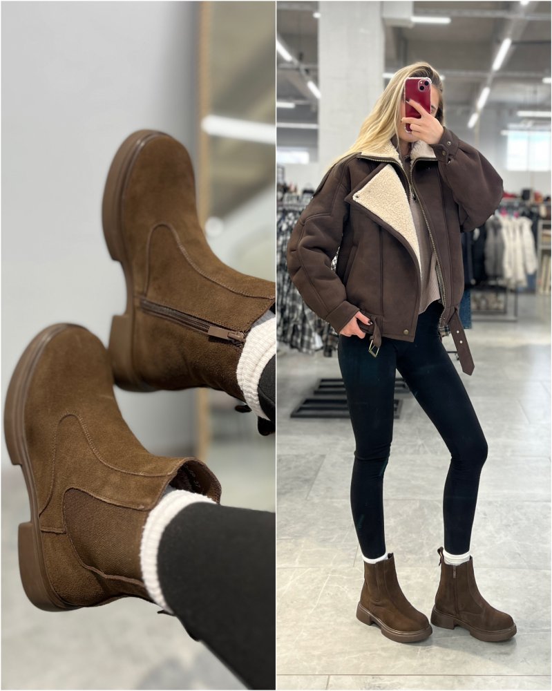 Ботинки челси зима (натуральная замша) 72460556\1013