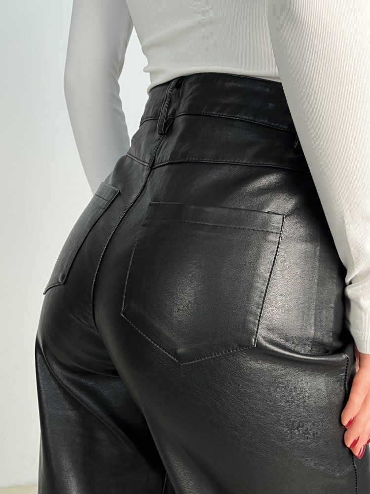 Брюки прямого кроя экокожа 72455097\15