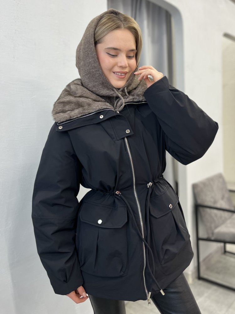 Куртка с капюшоном биопух (зима) 72460826\15