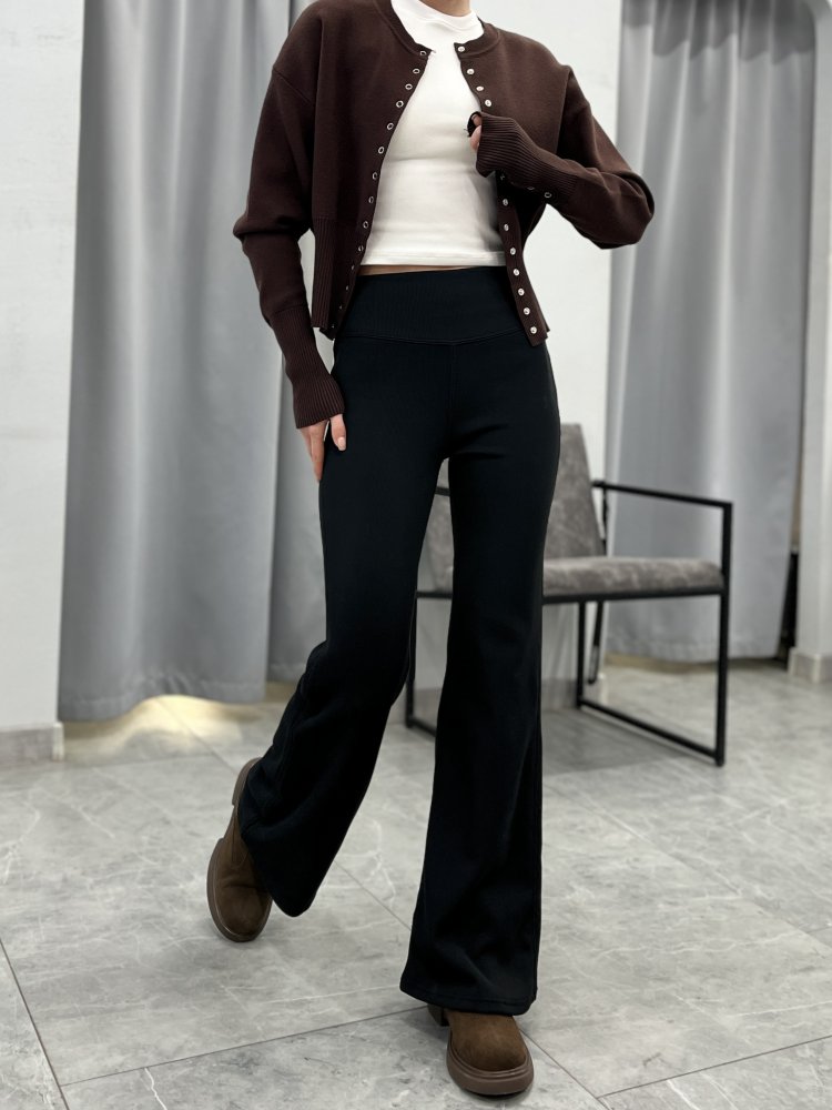 Леггинсы - брюки клеш в рубчик утепленные 72460788\15