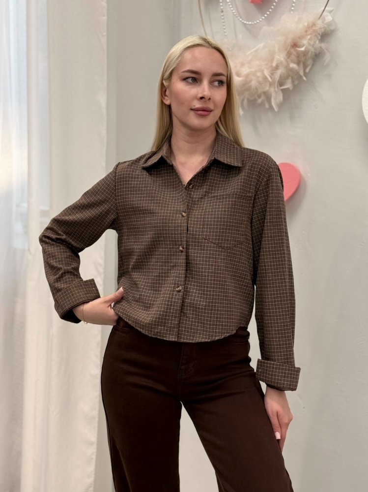 Рубашка в клетку укороченная 72461917\1013