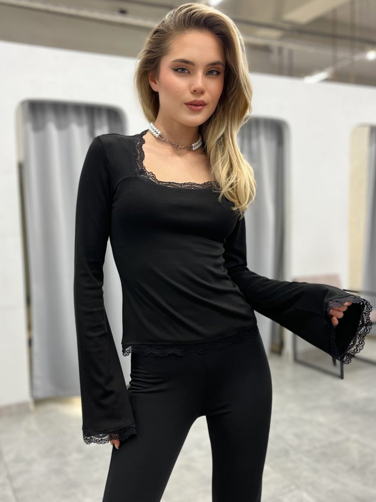 Лонгслив с кружевом 72460906\15