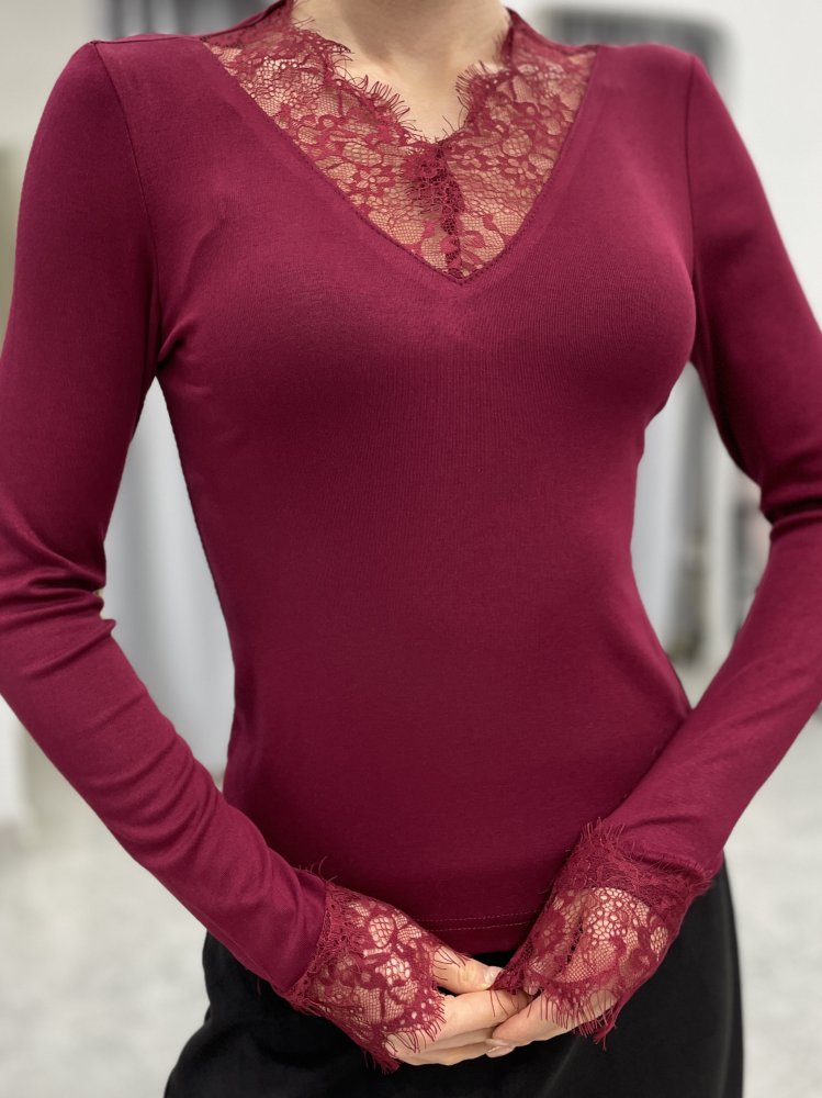 Лонгслив с кружевом 72460902\428